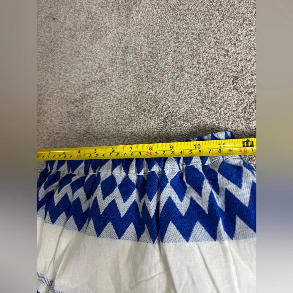 Anthropologie Kasia Size XS Womens Cream & Blue Eros Tiered Maxi Skirt - Picture 7 of 13